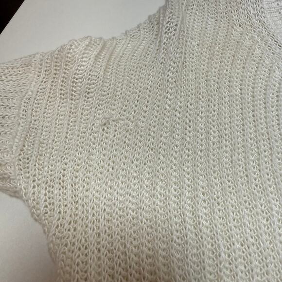 Vince Women‎ Sweater White Black Colorblock Linen Open Knit V195575451 XS - Picture 5 of 10